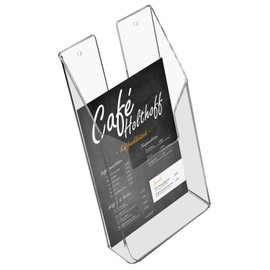 HMF 46841 Wall Brochure Holder Acrylic DIN A6 Portrait Format 11 x 20 x 3.5 cm Transparent