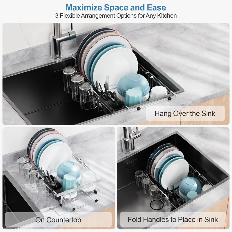 GSlife Expandable in Sink Dish Drying Rack - Capacity Adjustable