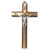 Wall Hanging 15cm Mahogany Metal Insert Crucifix Cross 10580