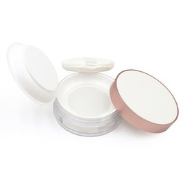 Enjoy Youth Powder Case with Puff, 15g Clear Loose Powder Case, Double Layer Refill Container, Makeup Puff Boxes, Refills, Travel and Portable, white