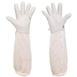Luwint Premium Goatskin Beekeeping Gloves, Bee Beekeeper Gloves with 3 Layers Ventilated Mesh Sleeve and Elastic Cuffs for Beekeeping Gardening (X-Large)