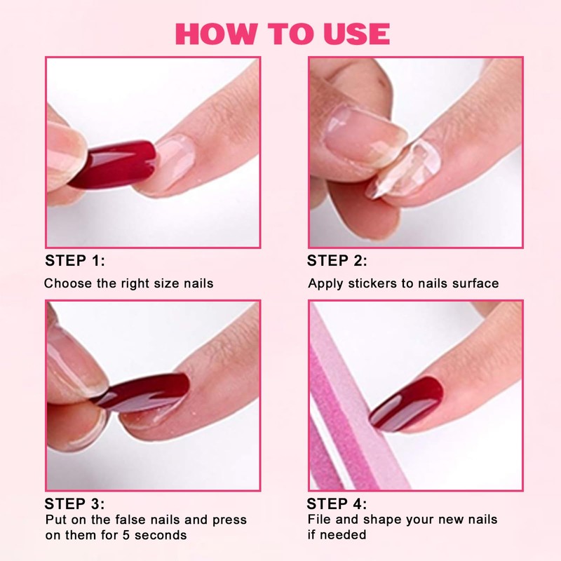 Sethexy Nude Pink Colour Gradient False Nails Medium Ballerina Pressed