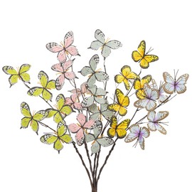 5pcs Butterfly Picks Colorful Decorative Floral Picks for Outdoor and Indoor Garden Plants Bouquets Party Christmas Tree Decorations