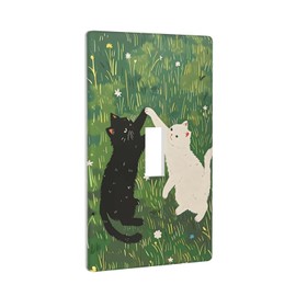 Generic Abstract Light Switch Plate Decorative, Spring Cute Cats Single Toggle Switch Plate Cover Receptacle Wall Plate Decoration 2.76''x4.5'', 741258