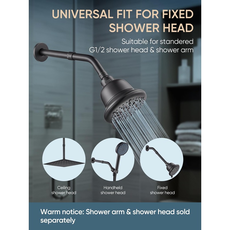 Cobbe Shower Head Extension Arm - 3-Inch Extender, Stainless Steel