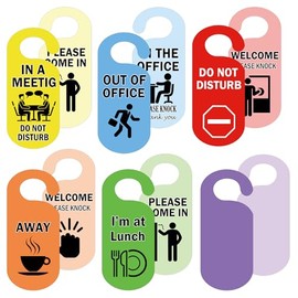 Business Office Door Hanger Sign 3.5 x 9.5 Inches Do not Disturb Working from Home Offices in a Meeting Away Vacation Out of BRB Back Soon Double Sided Hanger Sign 8 Pack (Color2)