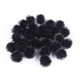YYCRAFT 200pcs Glitter Tinsel Pom Poms Sparkle Balls for DIY Craft/Party Decoration/Cat Toys(15mm,Black)