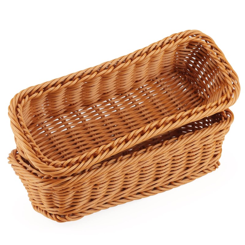 LEXININ 6 Pack 11 Inches Poly Wicker Bread Basket, Woven