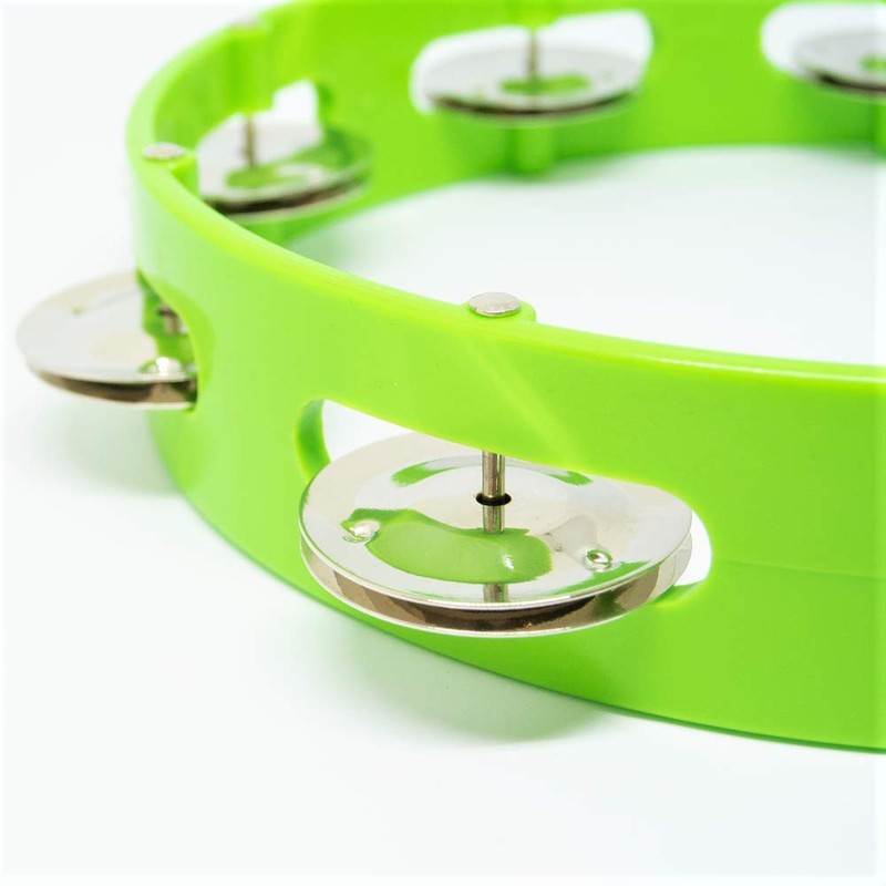 Nino Percussion NINO49GG Compact 8" ABS Plastic Handheld Tambourine, Grass
