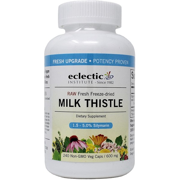 Eclectic Institute Raw Freeze-Dried Non-GMO Milk Thistle | with silymarin for Liver Support - Detox, Cleanse & Maintain | 240 CT