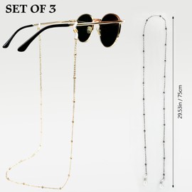 Tienyuu 14K Gold Eyeglass Chain for Women - Elegant Glasses Holder with Anti-Slip Adjustable Loops, Multifunctional Fashion Sunglasses Chain