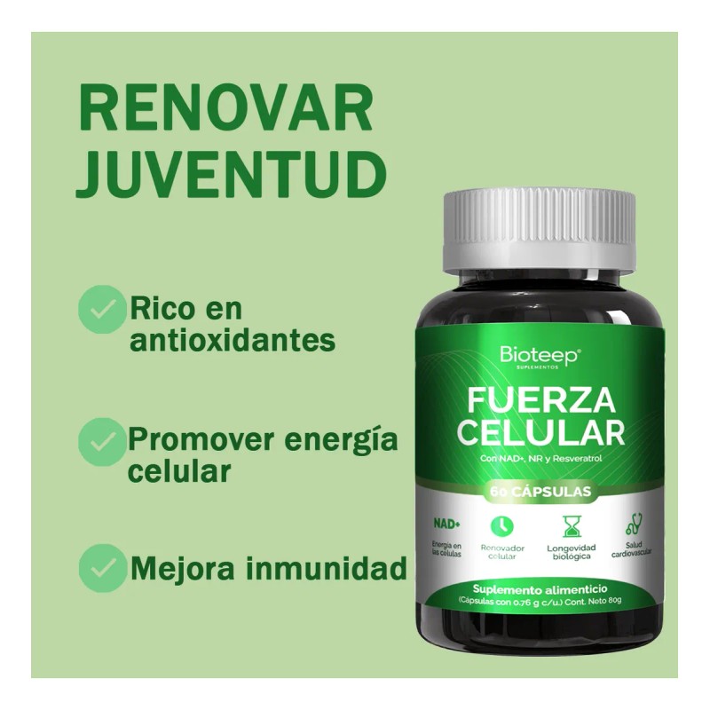 Nad 60 Capsulas,suplementos Bioteep 30 Das Sin Sabor