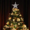 VEYLIN Christmas Tree Topper, Silver Glittered Hollow Christmas Tree Topper