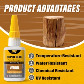 Wood Super Glue Liquid, Clear Instant Cyanoacrylate Adhesive for Wood Crafts Repair Woodworking, All Purpose CA Glue for Shoe Ceramic Plastic Leather Glass Model Metal Pottery Aquarium Porcelain Stone