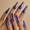 ROFIBUT 24PCS Chrome Press on Nails Fluorescent Laser Mirror Holographic