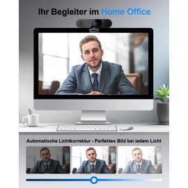 EMEET Webcam with Microphone - C980PRO Webcam with Microphone and Speaker, Webcam 1080P with Lens Cover, 90° Field of View, Auto Focus, Plug & Play, Webcam Ideal for PC, Skype, Conference