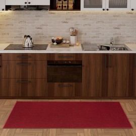 Ottomanson Ottohome Collection Solid Design Runner Rug, 2'3" X 6', Red Solid