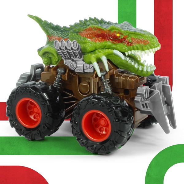 Oriate Dinosaur Cars Toys for Kids, Friction Powered 1Pack Simulation Velociraptor, Cool Designed All Terrain Vehicle Raptor, Push and Go Car for Stunt Racing, Monster Truck Dino Toy for Kid 209-G2