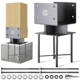 2Pcs 8x8 Concrete Post Base Anchor Bracket Stainless Steel U-Shape Wood Post Base Holder Heavy Duty Dark Gray