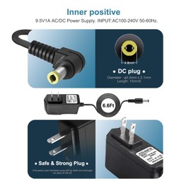 DC 9.5V Casio Keyboard Power Adapter - Compatible with Casio Keyboards: ADE95100LU, LK-135, WK-225, CTK-2500, CTK-2400, CTK-2550, CTK-1100, WK-220, LK-165, CTK-2090, SA-76, SA-46 (6.5Ft)