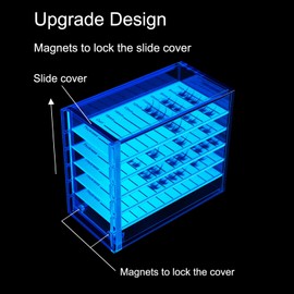 OLACHIKKO Lash Storage Organizer, Upgrade Design Small 5-Layer Lash Trays for Lash Extensions with magnet cover, Blue Semilucent lash tray Organizer, Eyelash Storage Box