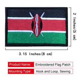 EmWoot 2PCS Kenya Flag Patch Embroidered Morale Patch Military Tactical Patches Hook and Loop