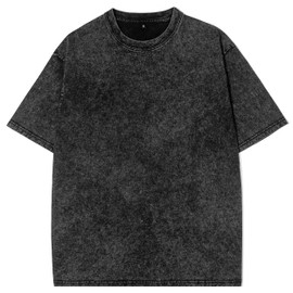 Eadali 1 Pack Men's Oversized Cotton T-Shirts Loose Fit Vintage Washed Unisex Short Sleeve Casual Streetwear Tops(A-Black,XL)