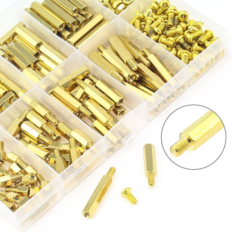 HELIFOUNER 222 Pieces M3 Male Female Hex Brass Spacers Standoffs