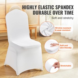Happybuy Stretch Spandex Folding Chair Covers, 12PCS Universal Fitted Slipcovers, Washable Protective for Weddings, Holidays, Dining (White)