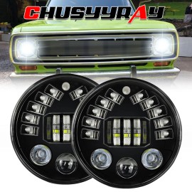 CHUSYYRAY Pair 7" inch Round LED Headlight Hi/Low Beam for GMC C15/C25 C35 1975-1978