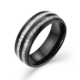 VA JENT Tungsten Rings for Men Stainless Steels Black Engagement Ring Classic Mens Wedding Ring, Metal, No Gemstone