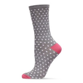 MeMoi Pin Dot Rayon Blend Crew Sock Med Gray Heather 9-11