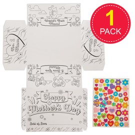 Baker Ross FN400 Colour-in & Sticker Mother's Day Gift Box - Pack of 1, Mother's Day Arts and Crafts for Kids