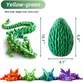 Qxbuhe 12inch 3D Printed Dragon Egg,Mystery Crystal Dragon Fidget Toys,Articulated Dragon,Home Desk Decor Easter Surprise Dinosaur Eggs,Adults Fidget Toys for Autism/ADHD (Turquoise)