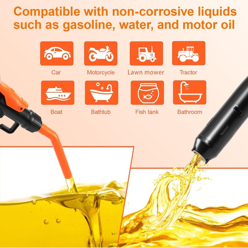Portable Fuel Transfer Pump, 2.8 GPM Portable Battery Powered Gas