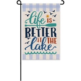 12x18 Inch Double Sided Summer Garden Flag - Banner Life Is Better At The Lake - Holiday Yard Outdoor Decoration - Seasonal Large Outdoor Yard Flags of Burlap - Welcome Summer Flags for Outdoor
