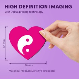 1 x Heart MDF Magnets - Pink Yin Yang Yoga Meditation 5237