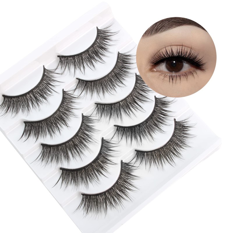 3D False Eyelashes Natural Look Artificial Eyelashes 5 Pairs Wispy