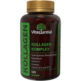 Vitassential Collagen Complex - Hydrolyzed Sea Collagen Peptide with Magnesium, Vitamin C, B6, B12, Folic Acid for Joints, Skin, Hair and Nails - 120 Capsules