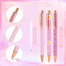 WY WENYUAN 8 Pcs Pink Sparkly Pens for Women - Cute Glitter Ballpoint Pens with 10 Refills, Elegant Girl Pens for Office, School, Christmas & Graduation Gifts (Pink Shimmering)