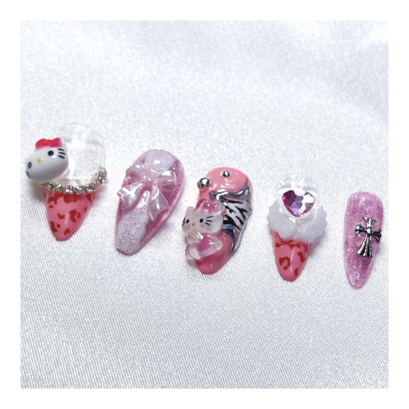 Gyarust Pink Cat Nail - Oval (Long) / 갸루st 핑크