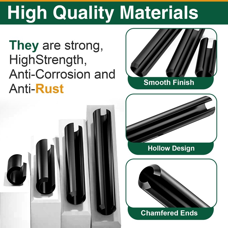 Mrdilla 240 Pcs Roll Pin Assortment, Metric Slotted Spring Pins,