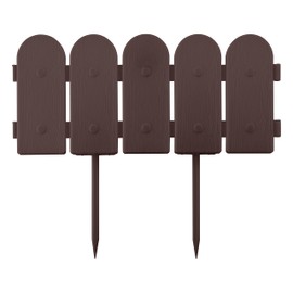 Evelyne Garden Border Edging: Wooden Fence Design - 8pcs Brown Yard Landscaping Fence Liner Lawn Edge Barrier - 10ft Kit of Decorative Lawn Landscape Panels Elements -Landscaping Edging-GMT-10374-A08