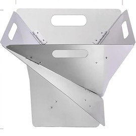 Foldable Portable Fire Pit - Stainless Steel Camping Fire Bowl with 304 Steel Grill Net & Heat-Resistant Gloves - Compact Bonfire Pit for Outdoor BBQ, Patio, Garden & Camping, 16.54 Inch