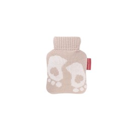 Hugo Frosch Mini Hot Water Bottle 0.2 L with Knitted Cover Light Brown Feet