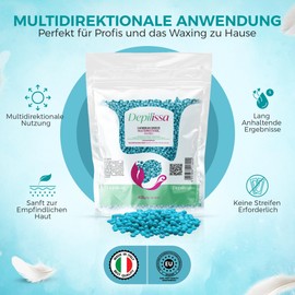 DEPILISSA 400g Wachsperlen Caribbean Breeze – Multidirektionales Stripless Heißwachs für Gesicht, Achseln, Beine & Intimbereich – Für Männer & Frauen – Made in Italy – Ohne Vliesstreifen