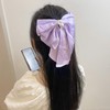 aoozleny 2Pcs Pearl Hair Bows for Women, Oversized Long Tail