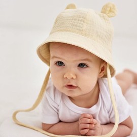 LIUPUUDLY Baby Sun Hat UV Protection Super Cute Cotton Baby Boys Girls Beach Hat Fishing Hat Summer Hat with Ears, beige