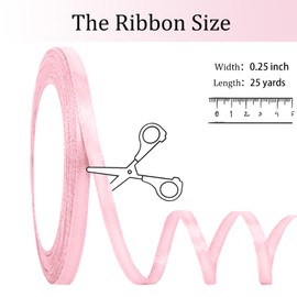 OMAIGAR Baby Pink Ribbon 1/4 Inch Width, Solid Satin Ribbons with 25 Yards Length Silk Fabric for Gift Wrapping or Wedding Party Birthday Decoration - Baby Pink,1/4 Inch x 25 Yards
