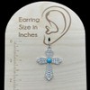 Simulated Turquoise Blue Stone Rhinestone Silver Tone Cross Dangle Drop